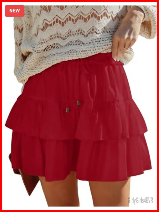 Dresses & Skirts - LOMON Flowy Skorts for Women Boho Ruffled High Waist Mini Tiered Skirt